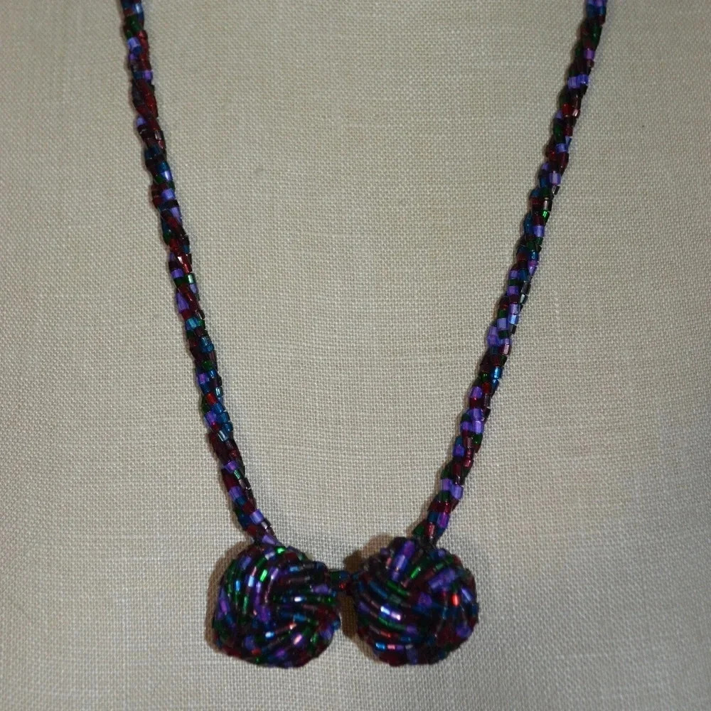 Vintage Multi-Color Bead Necklace Earring Set